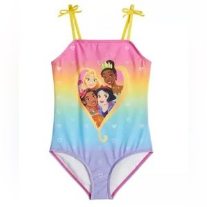 Disney Princesses One-Piece Swimsuit Girls Size 5-6 NWT